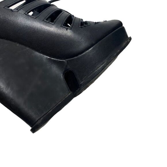 YVES Saint Laurent - Black Leather Hortense 105 Lace-Up Wedges - Picture 7 of 10